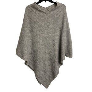 Exclusive Cashmere O/S Lightweight Knit Poncho Casual Gray